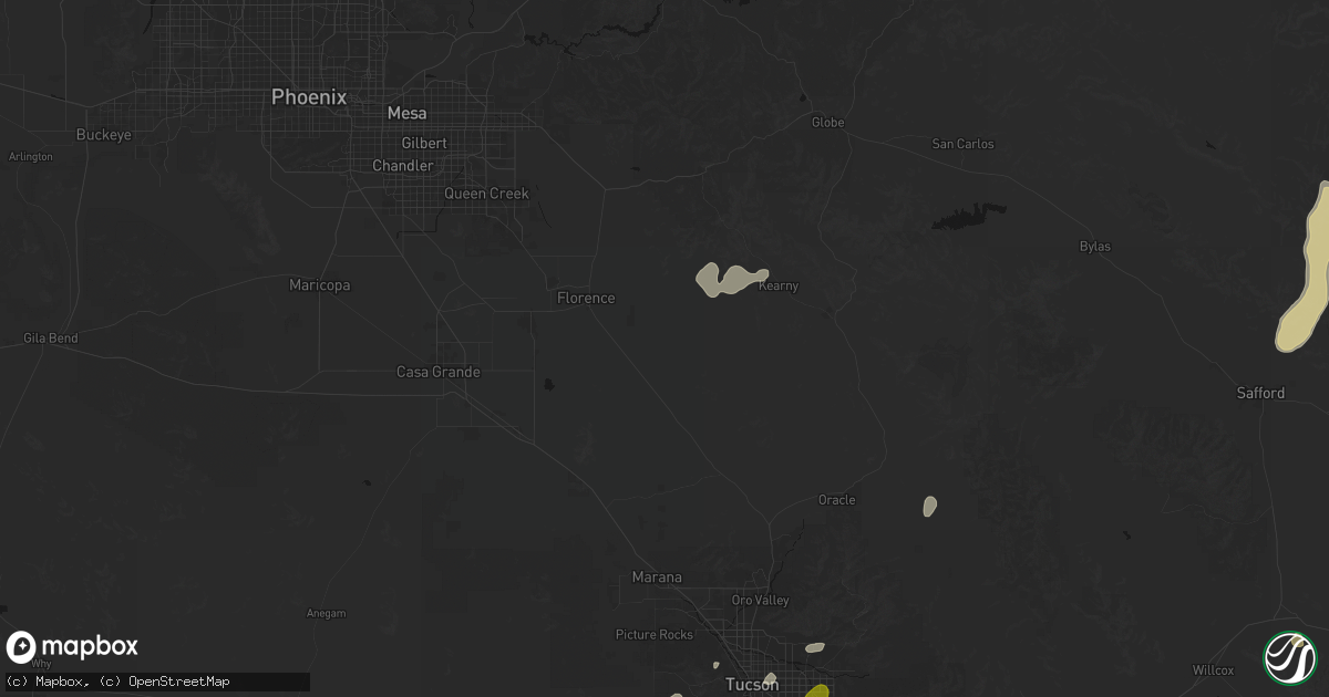 Hail map in Florence, AZ on August 19, 2026