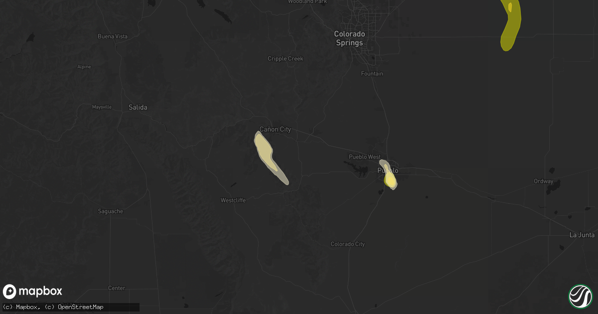 Hail map in Florence, CO on August 19, 2026