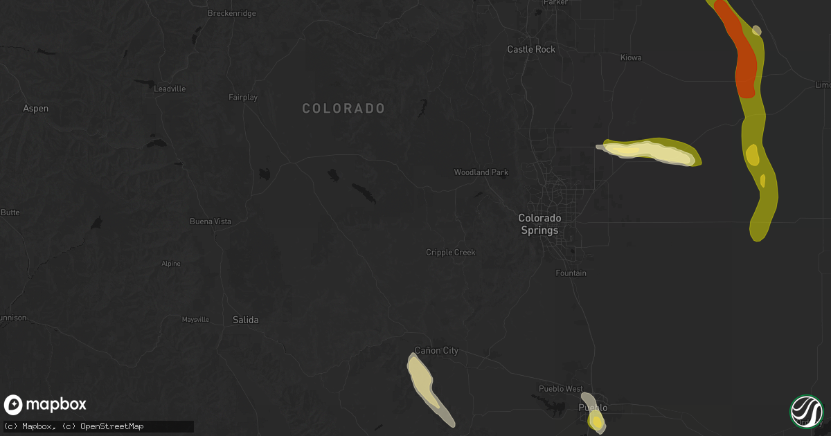 Hail map in Florissant, CO on August 19, 2026