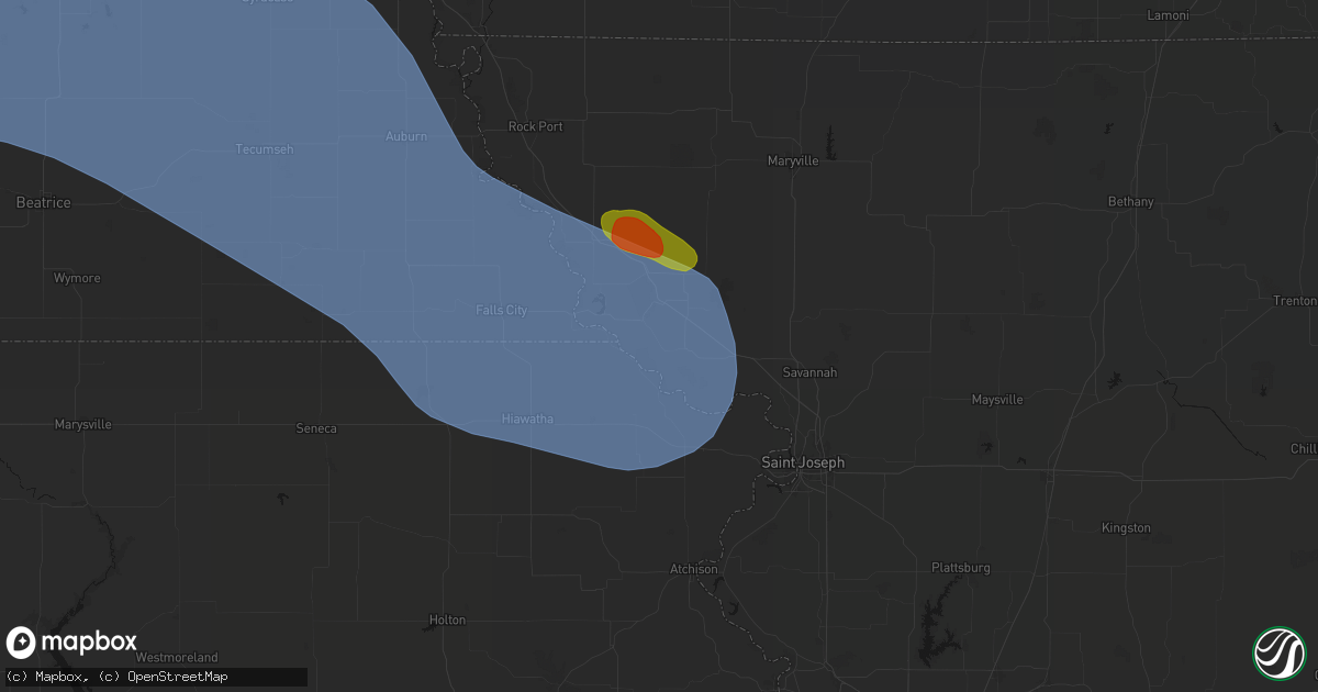 Hail map in Forest City, MO on August 19, 2026
