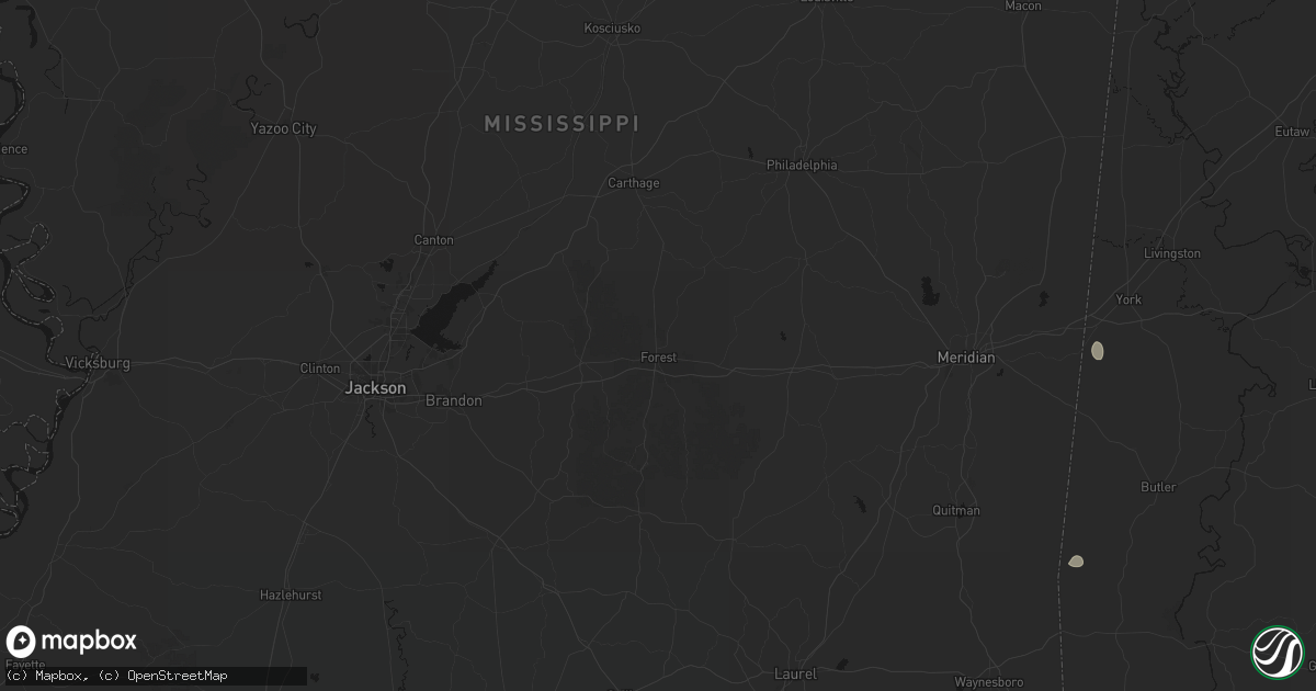 Hail map in Forest, MS on August 19, 2026