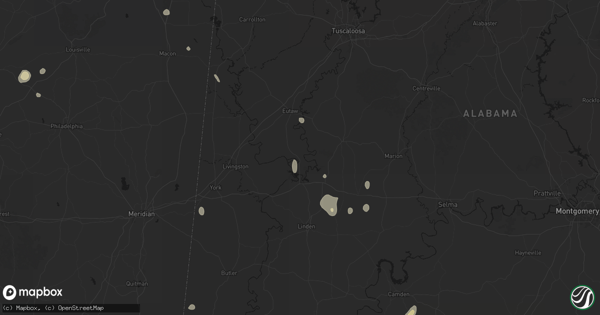 Hail map in Forkland, AL on August 19, 2026