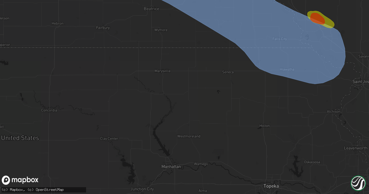 Hail map in Frankfort, KS on August 19, 2026