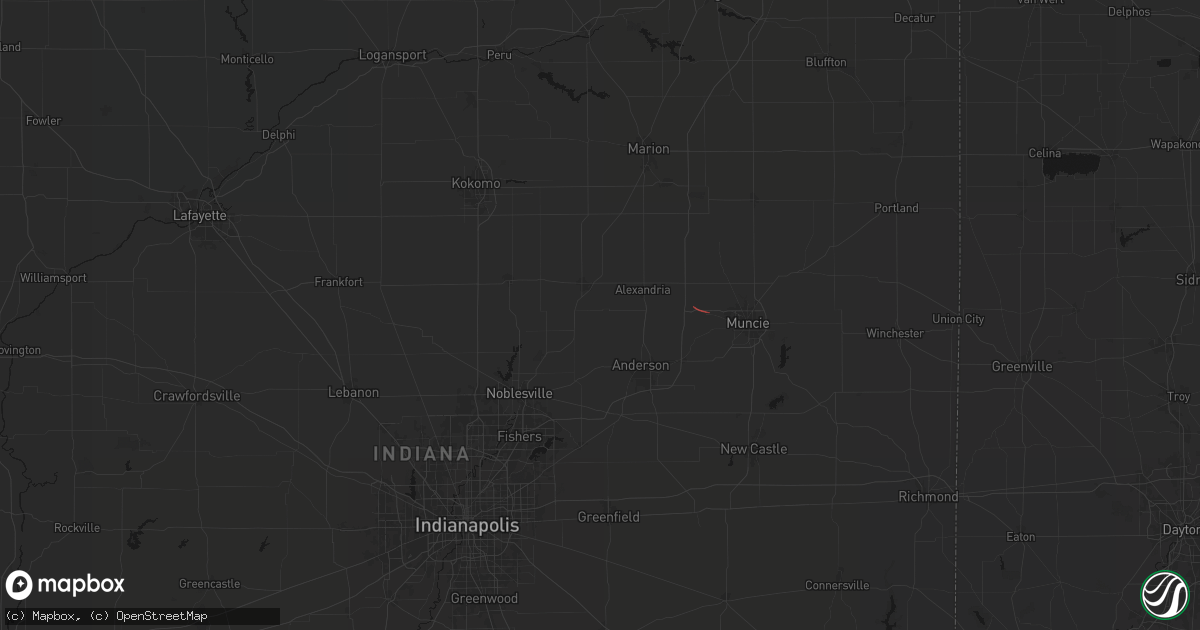 Hail map in Frankton, IN on August 19, 2026