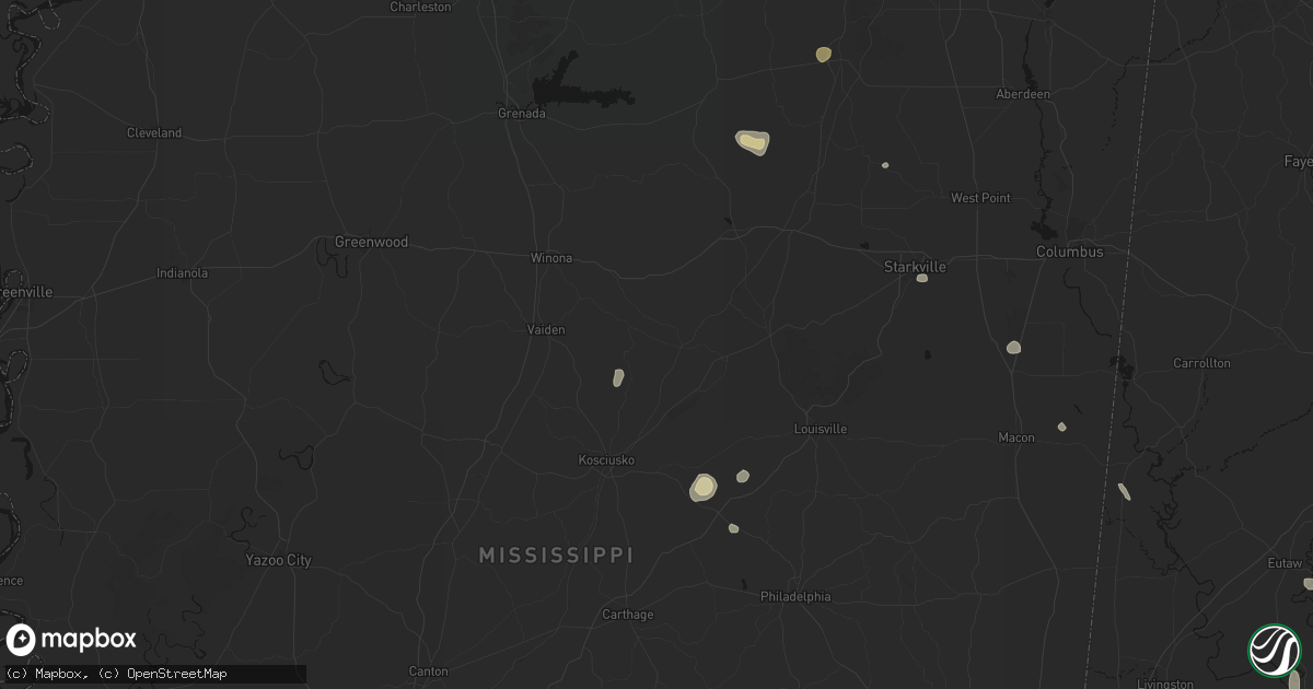 Hail map in French Camp, MS on August 19, 2026