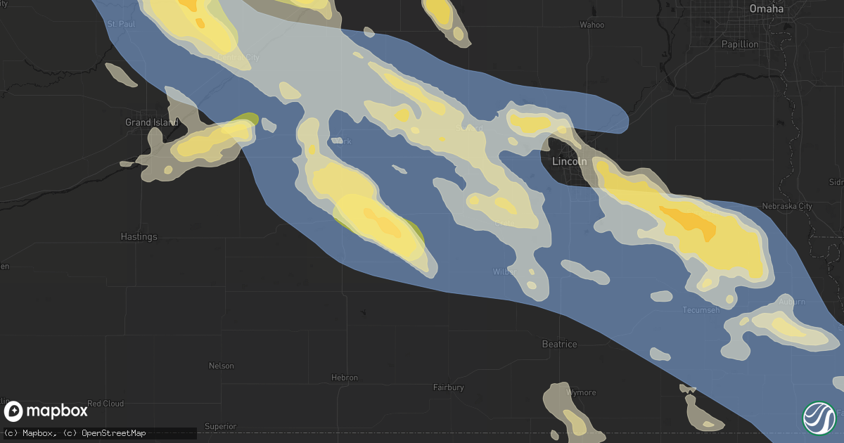 Hail map in Friend, NE on August 19, 2026