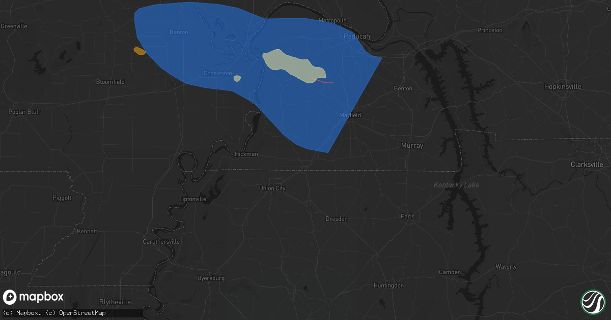 Hail map in Fulton, KY on August 19, 2026