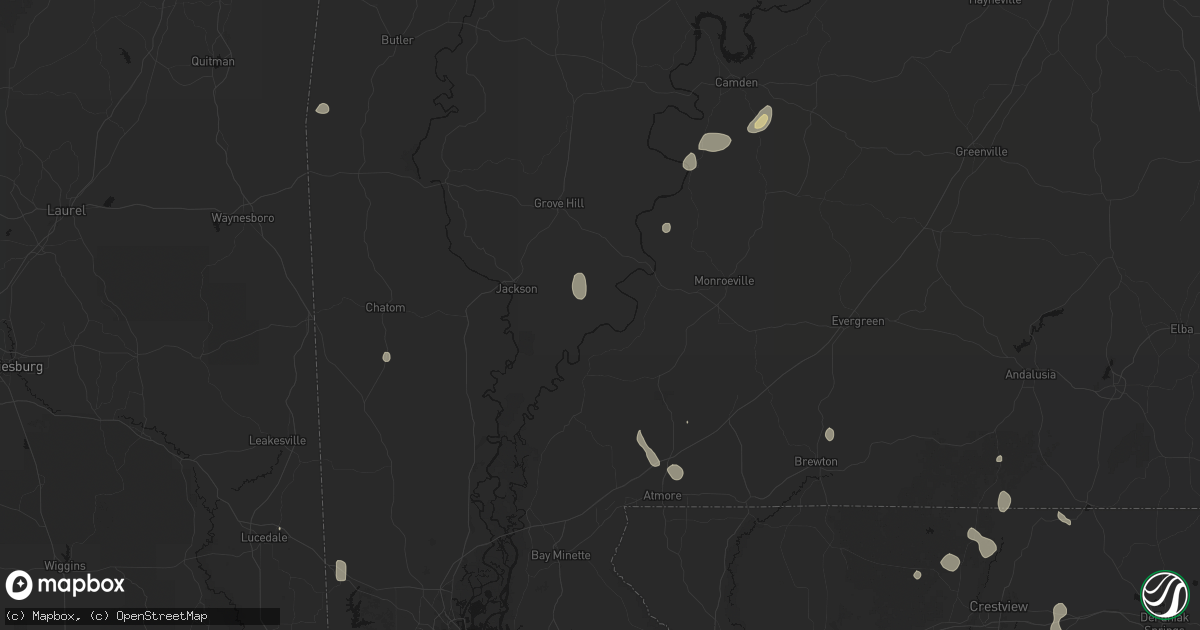 Hail map in Gainestown, AL on August 19, 2026