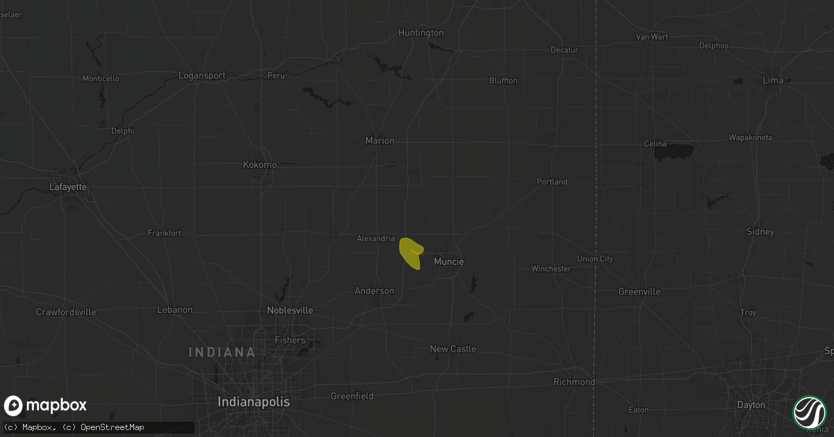 Hail map in Gaston, IN on August 19, 2026