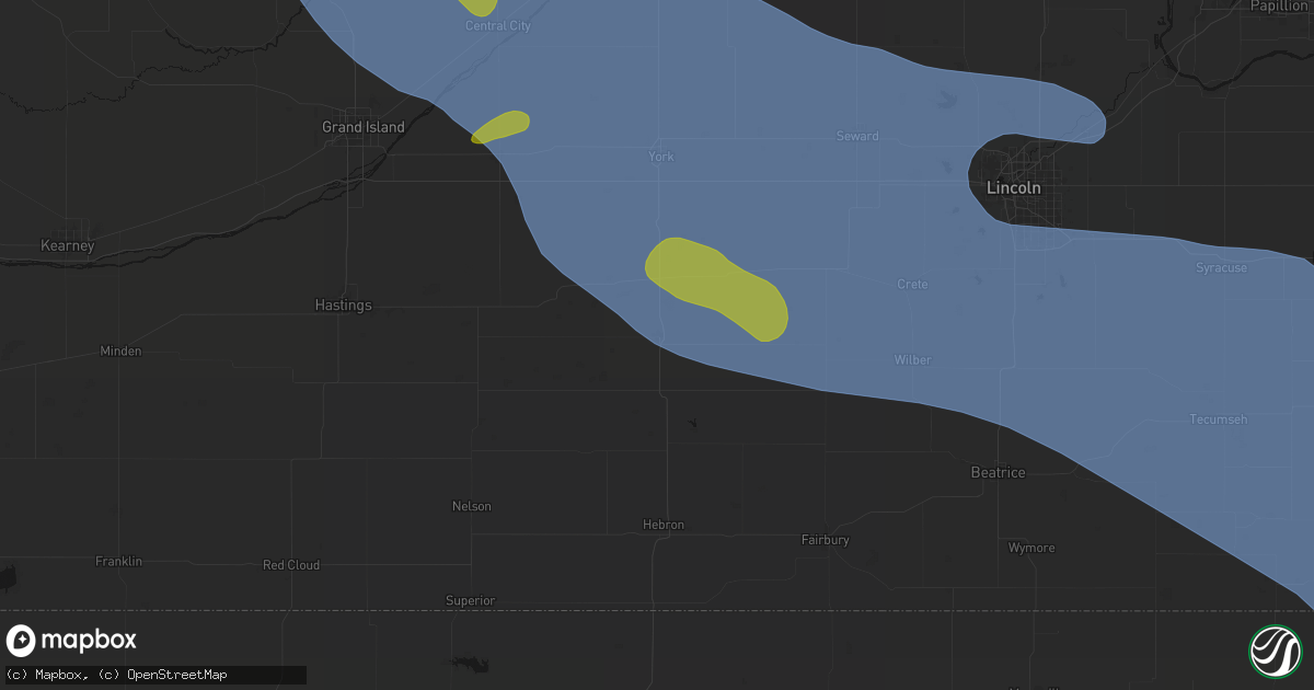 Hail map in Geneva, NE on August 19, 2026