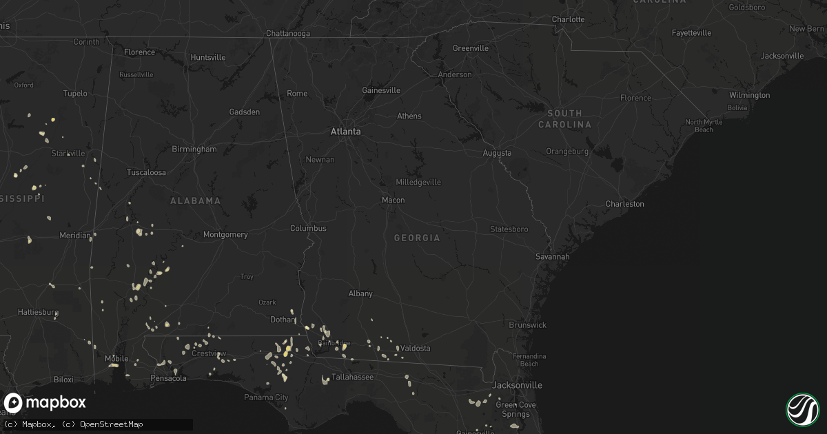 Hail map in Georgia on August 19, 2026