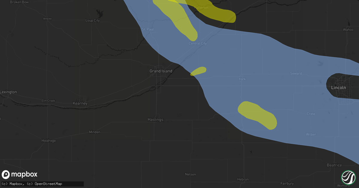 Hail map in Giltner, NE on August 19, 2026