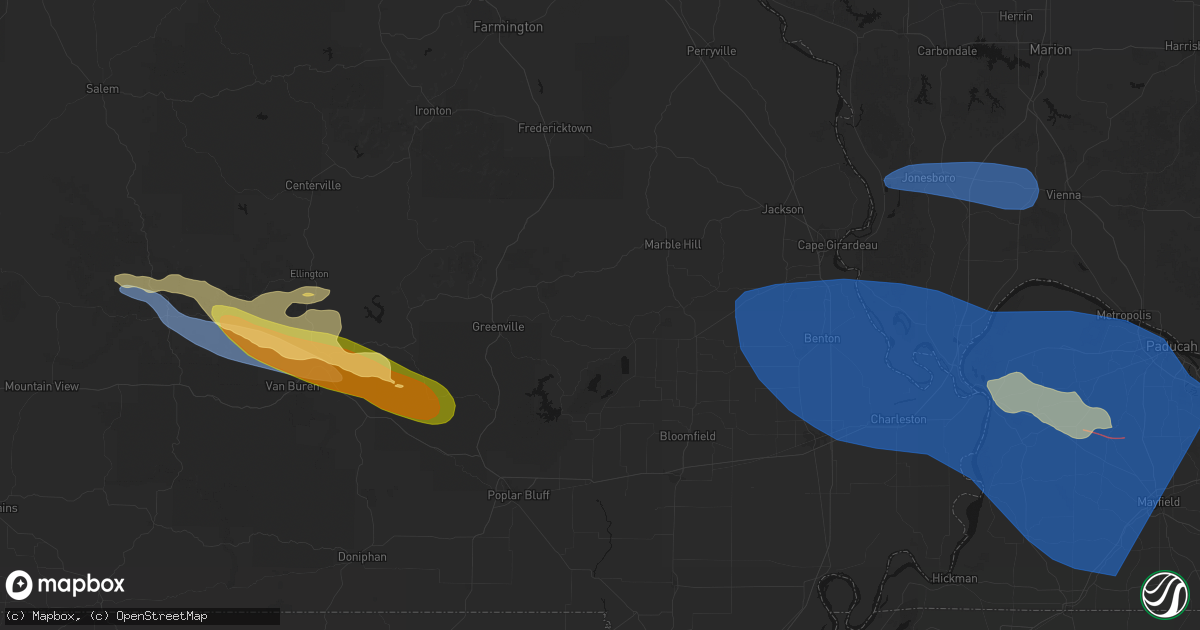 Hail map in Gipsy, MO on August 19, 2026
