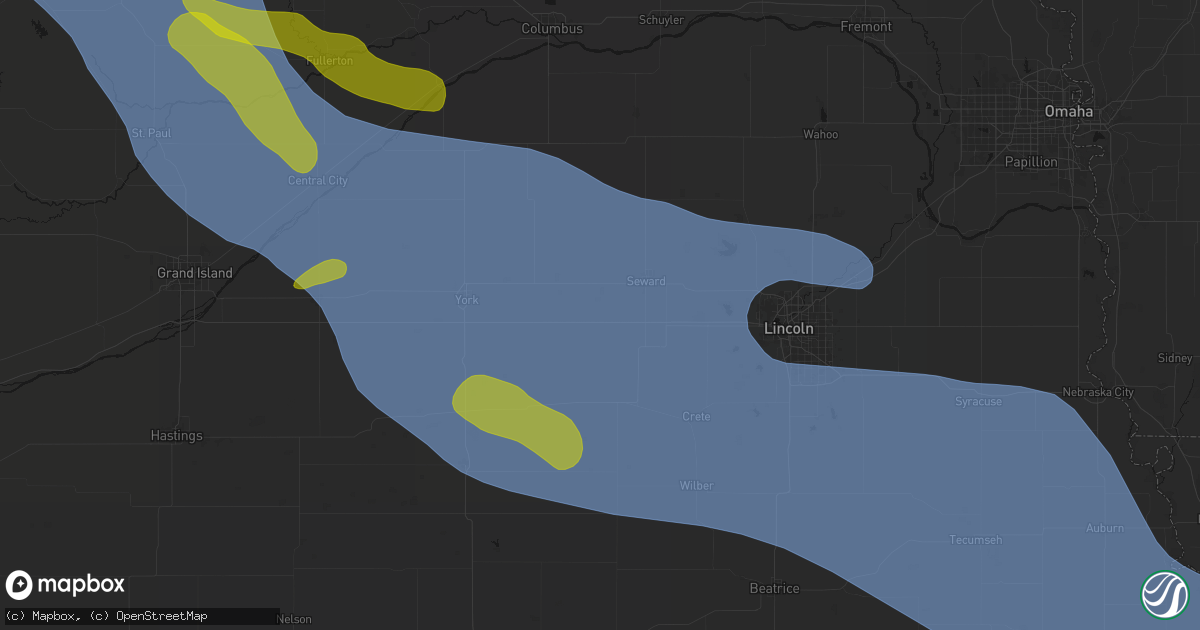 Hail map in Goehner, NE on August 19, 2026