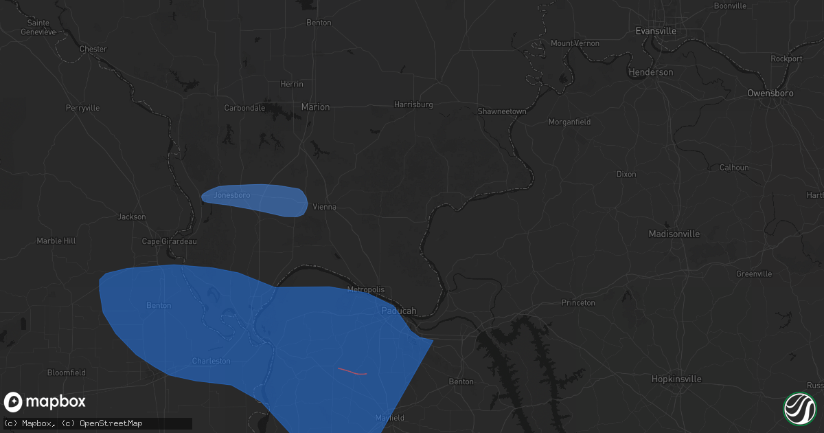 Hail map in Golconda, IL on August 19, 2026