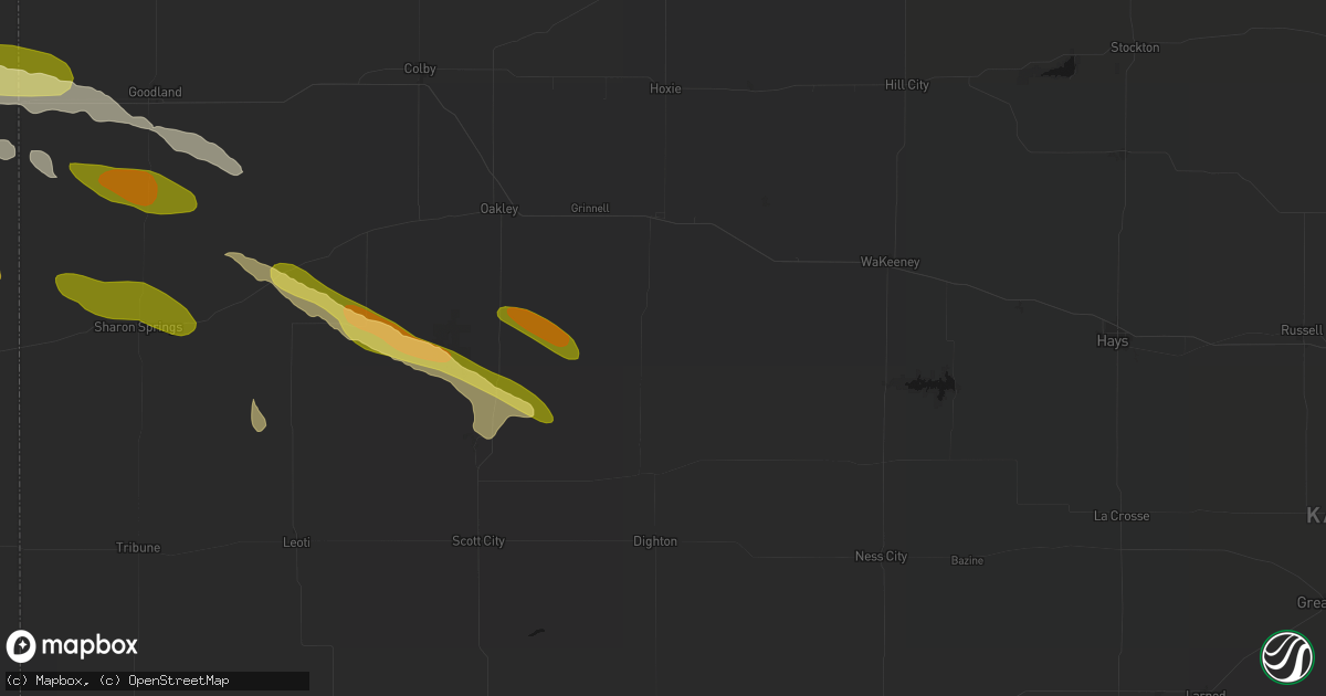 Hail map in Gove, KS on August 19, 2026