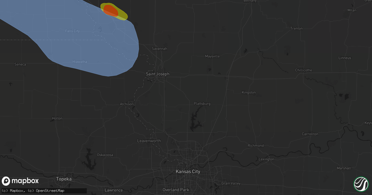 Hail map in Gower, MO on August 19, 2026