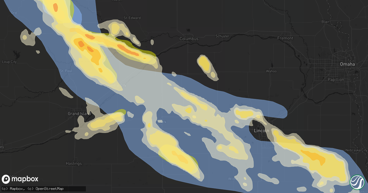 Hail map in Gresham, NE on August 19, 2026