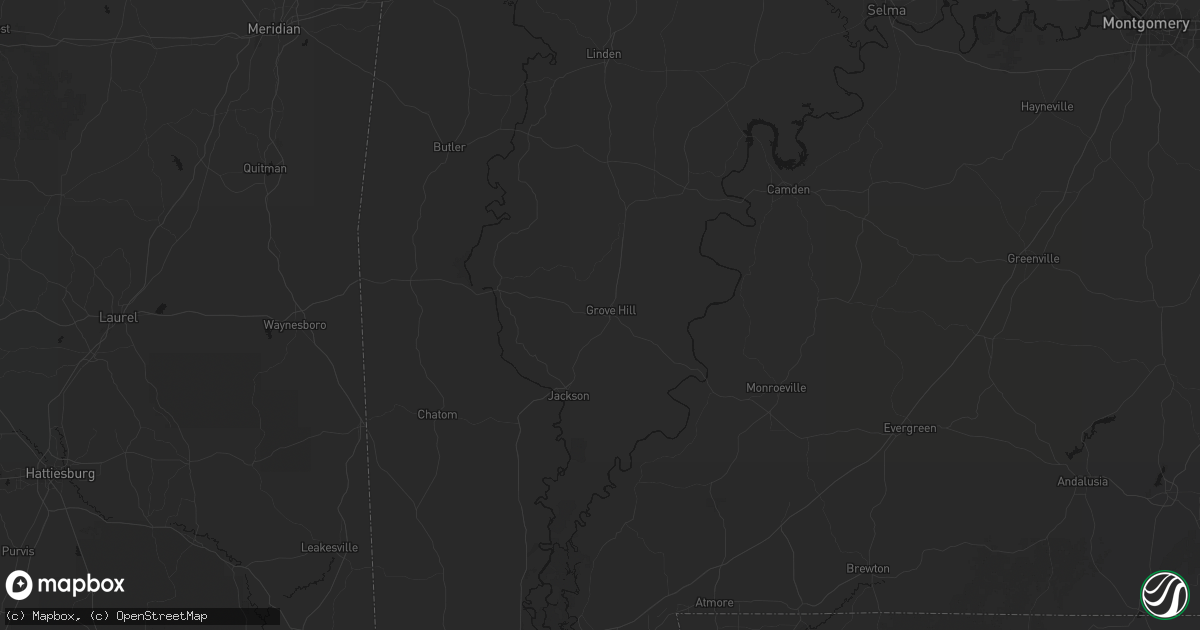Hail map in Grove Hill, AL on August 19, 2026