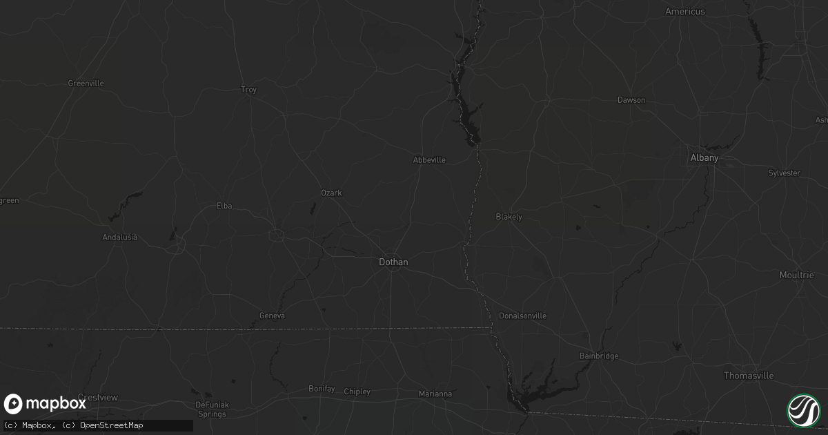 Hail map in Headland, AL on August 19, 2026