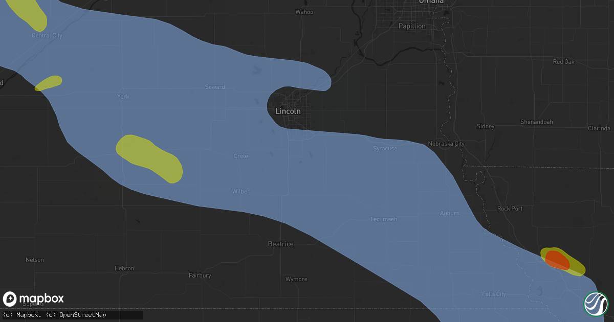 Hail map in Hickman, NE on August 19, 2026