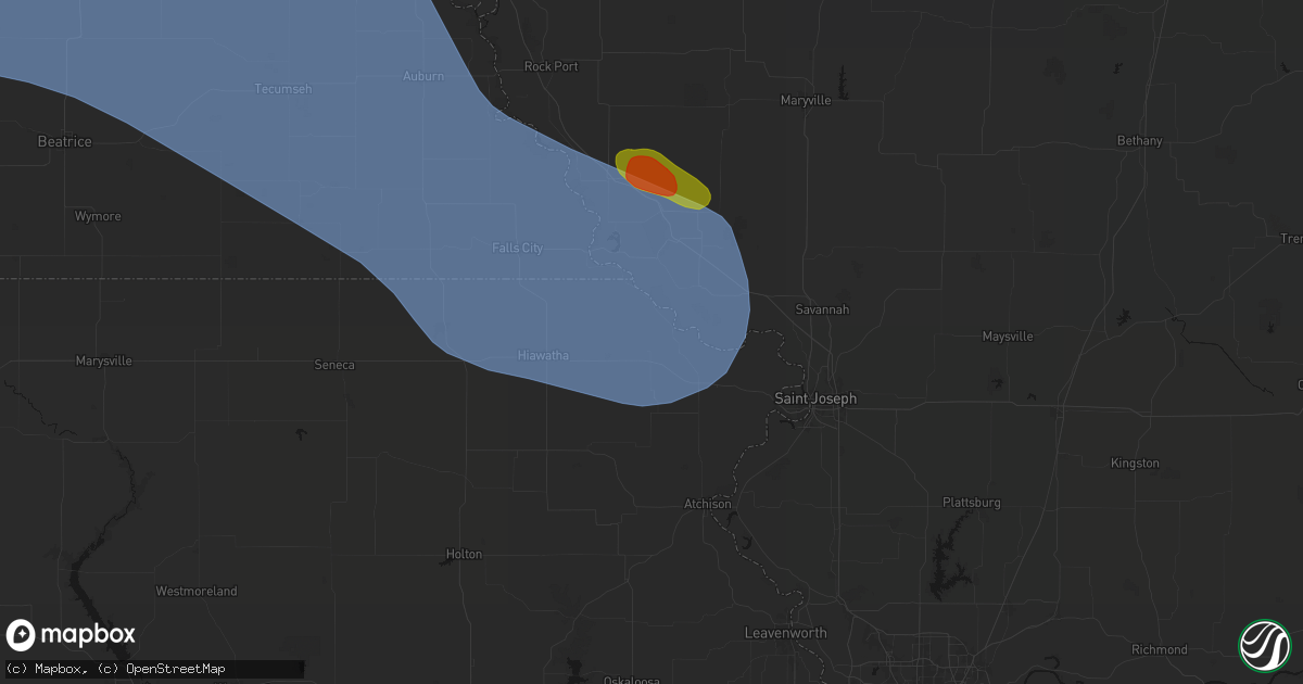 Hail map in Highland, KS on August 19, 2026