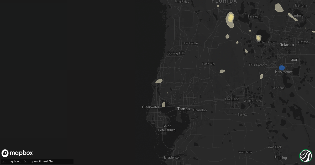 Hail map in Holiday, FL on August 19, 2026