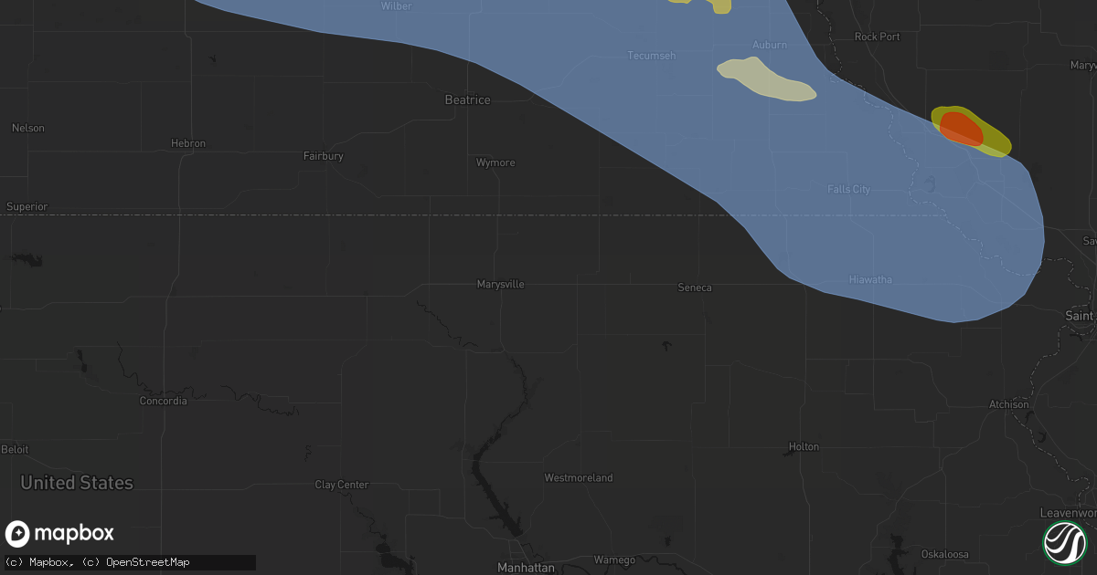 Hail map in Home, KS on August 19, 2026