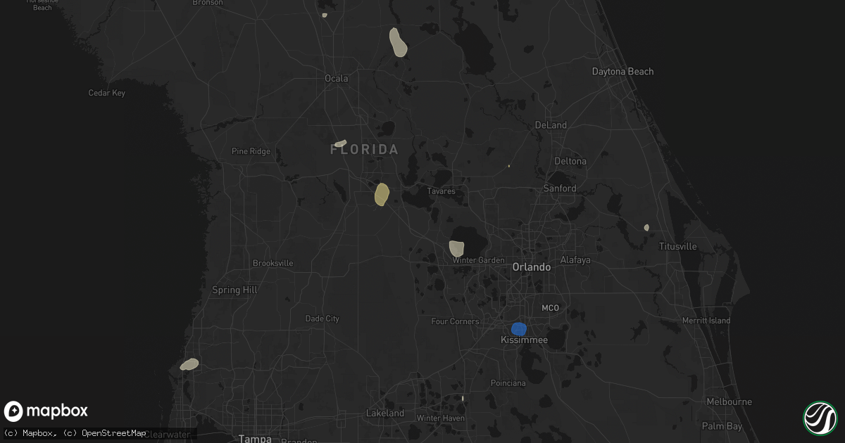 Hail map in Howey In The Hills, FL on August 19, 2026