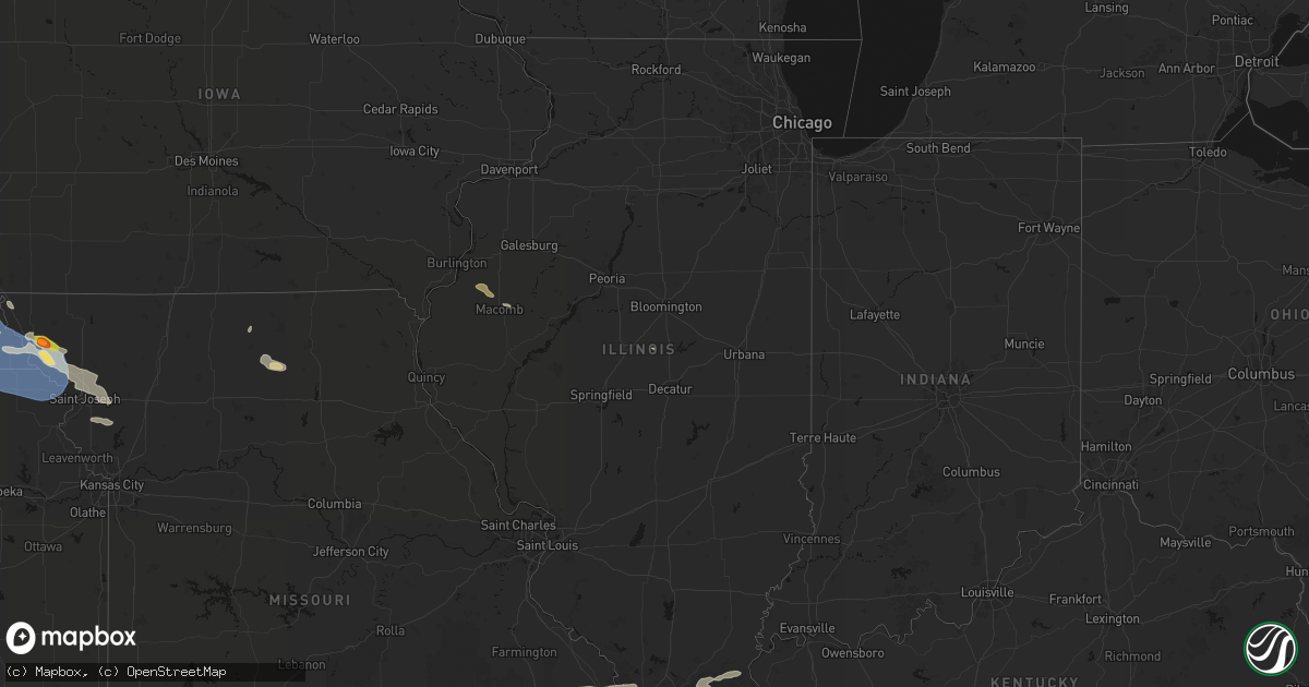 Hail map in Illinois on August 19, 2026