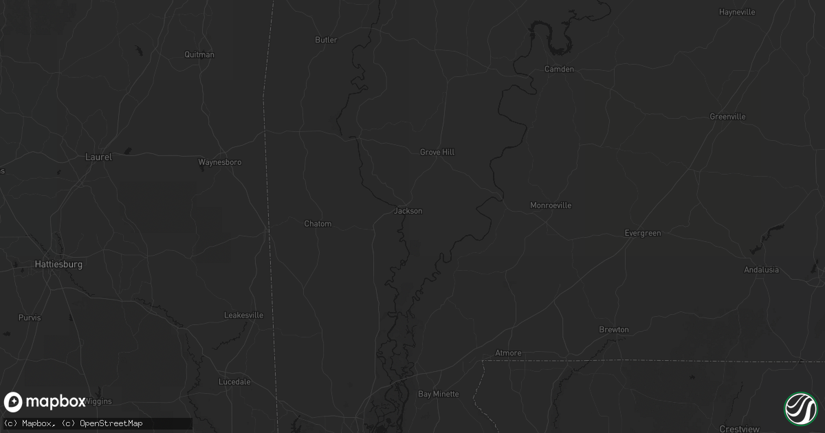 Hail map in Jackson, AL on August 19, 2026