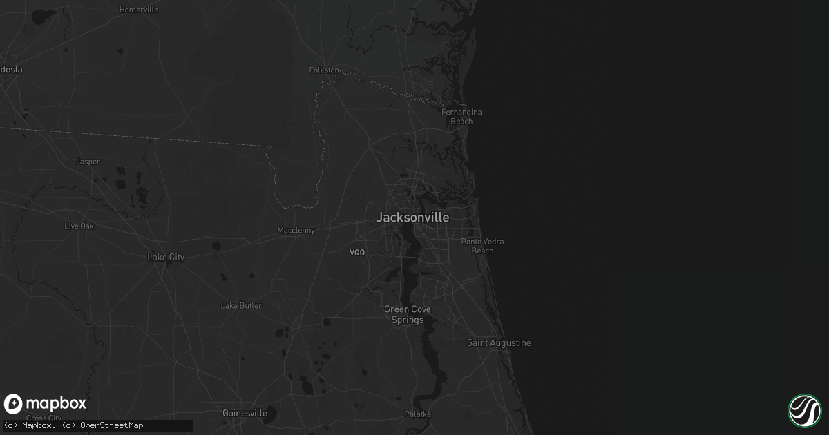 Hail map in Jacksonville, FL on August 19, 2026