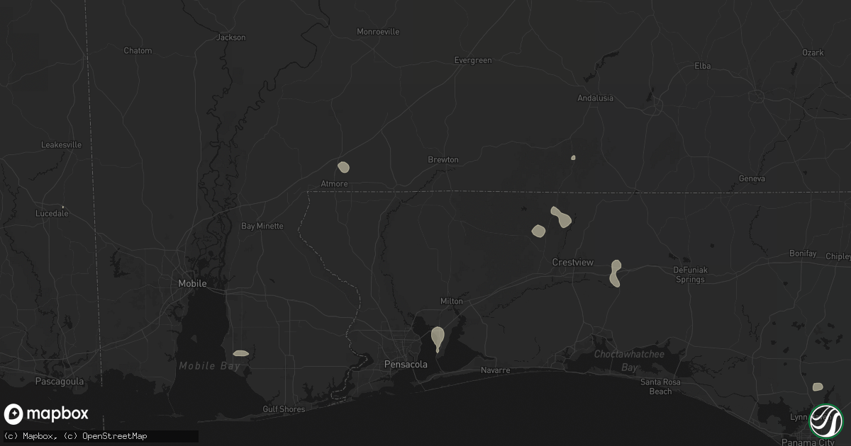 Hail map in Jay, FL on August 19, 2026