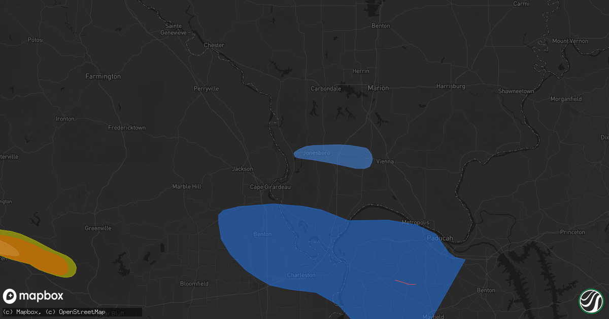 Hail map in Jonesboro, IL on August 19, 2026