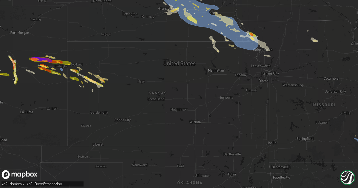 Hail map in Kansas on August 19, 2026