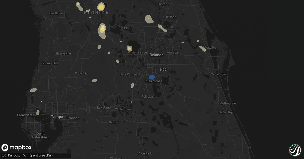 Hail map in Kissimmee, FL on August 19, 2026