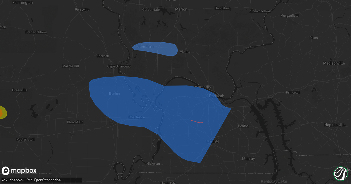 Hail map in La Center, KY on August 19, 2026
