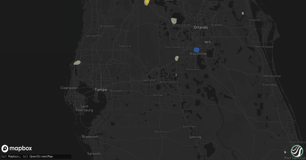 Hail map in Lakeland, FL on August 19, 2026
