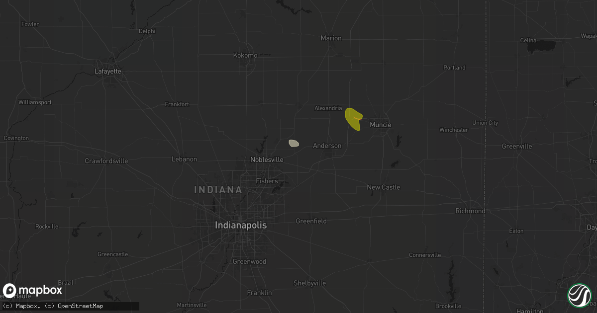 Hail map in Lapel, IN on August 19, 2026