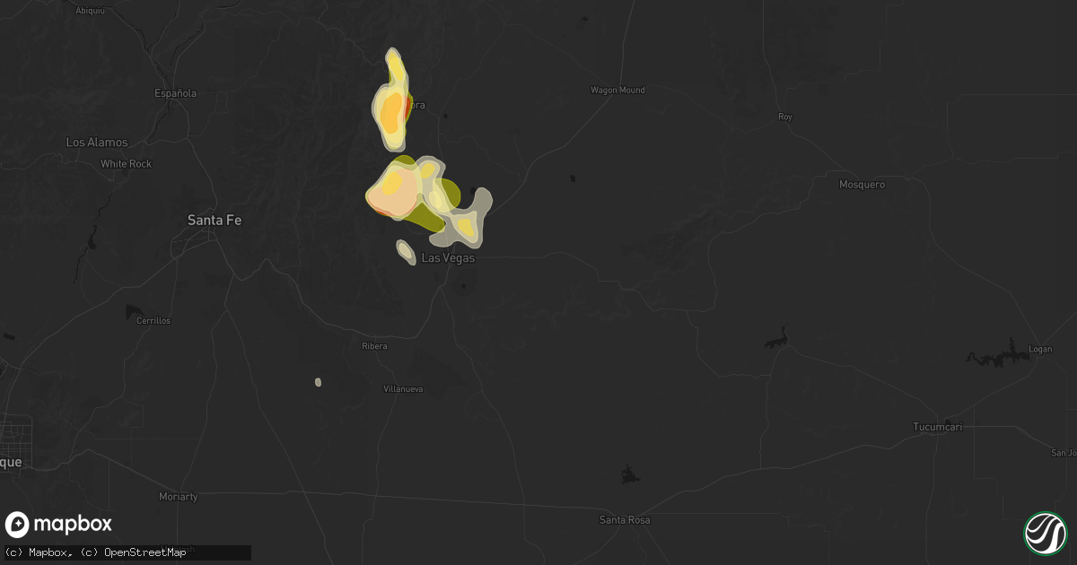 Hail map in Las Vegas, NM on August 19, 2026