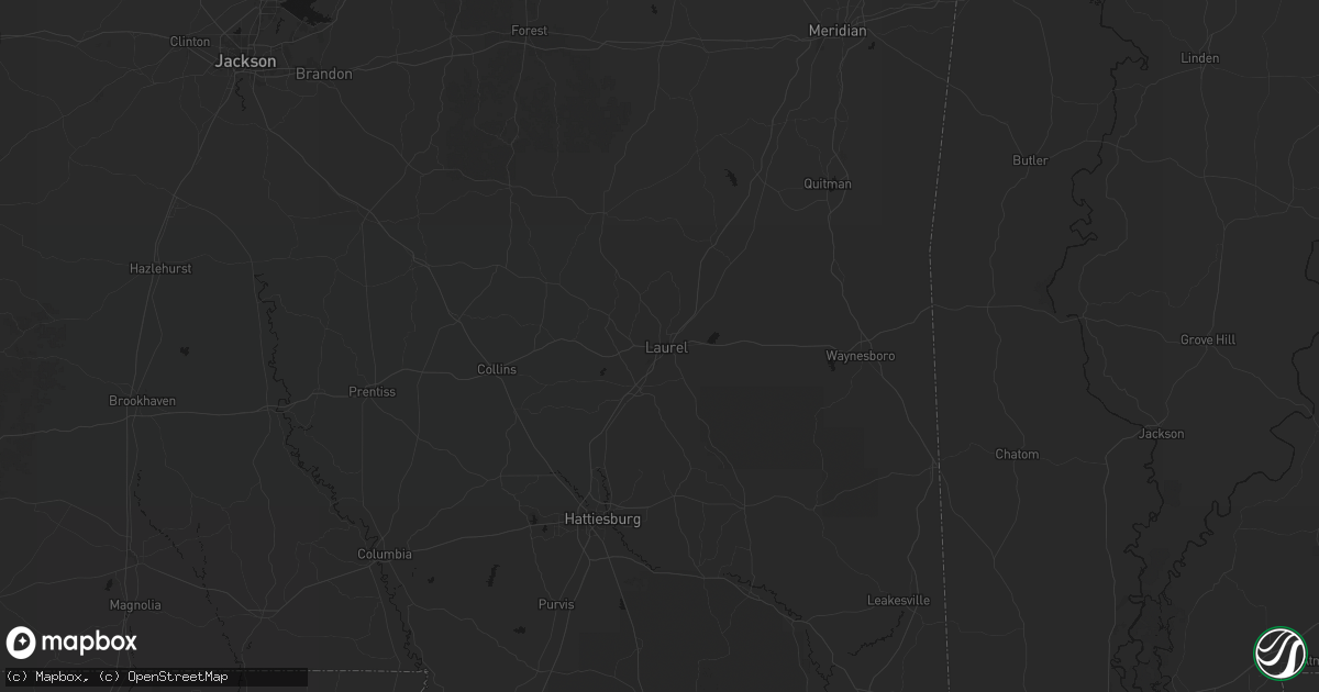 Hail map in Laurel, MS on August 19, 2026