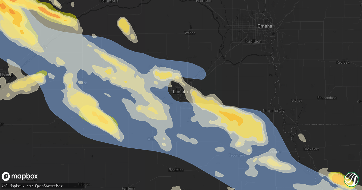 Hail map in Lincoln, NE on August 19, 2026