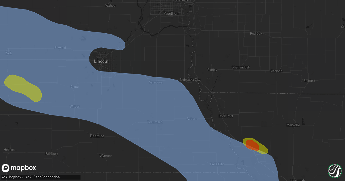 Hail map in Lorton, NE on August 19, 2026