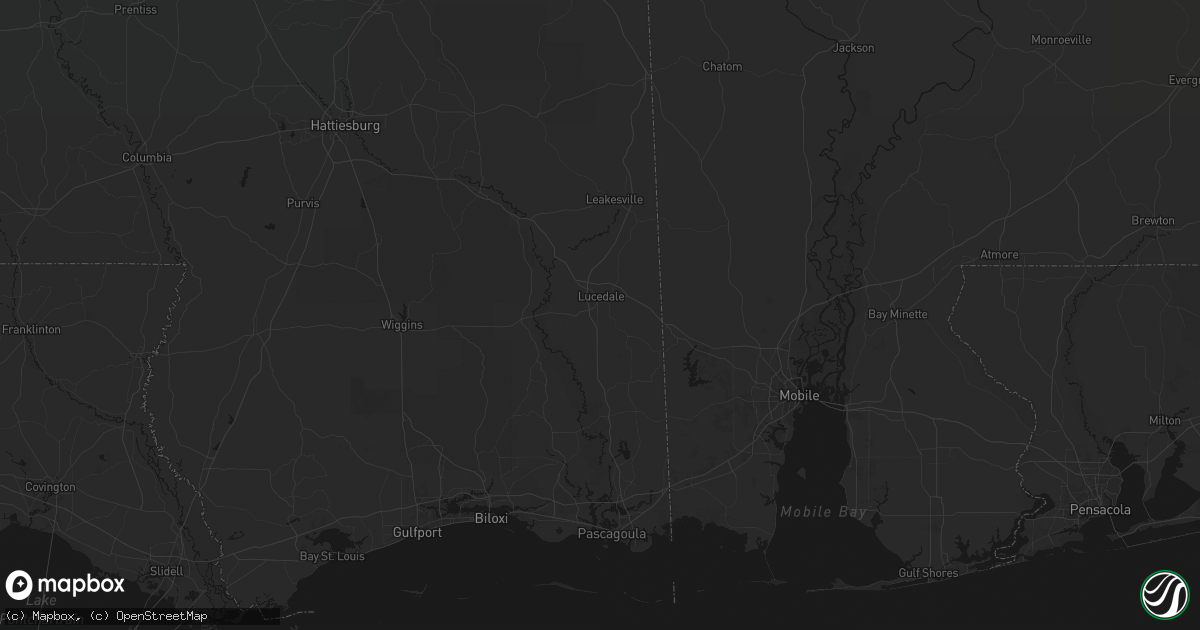 Hail map in Lucedale, MS on August 19, 2026
