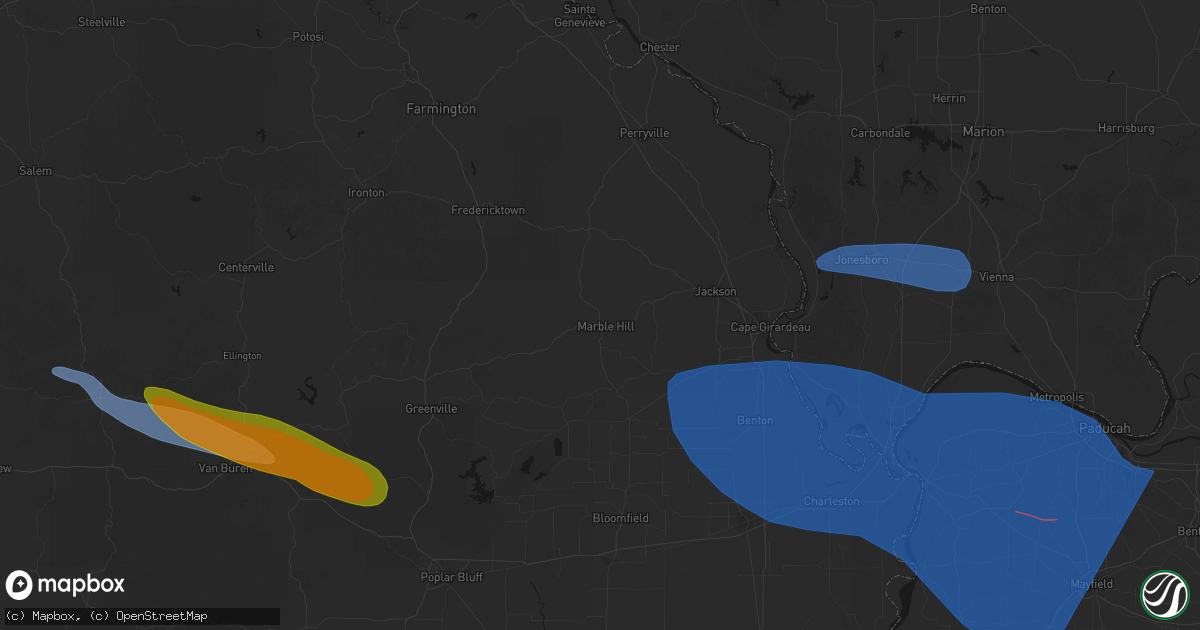 Hail map in Marble Hill, MO on August 19, 2026
