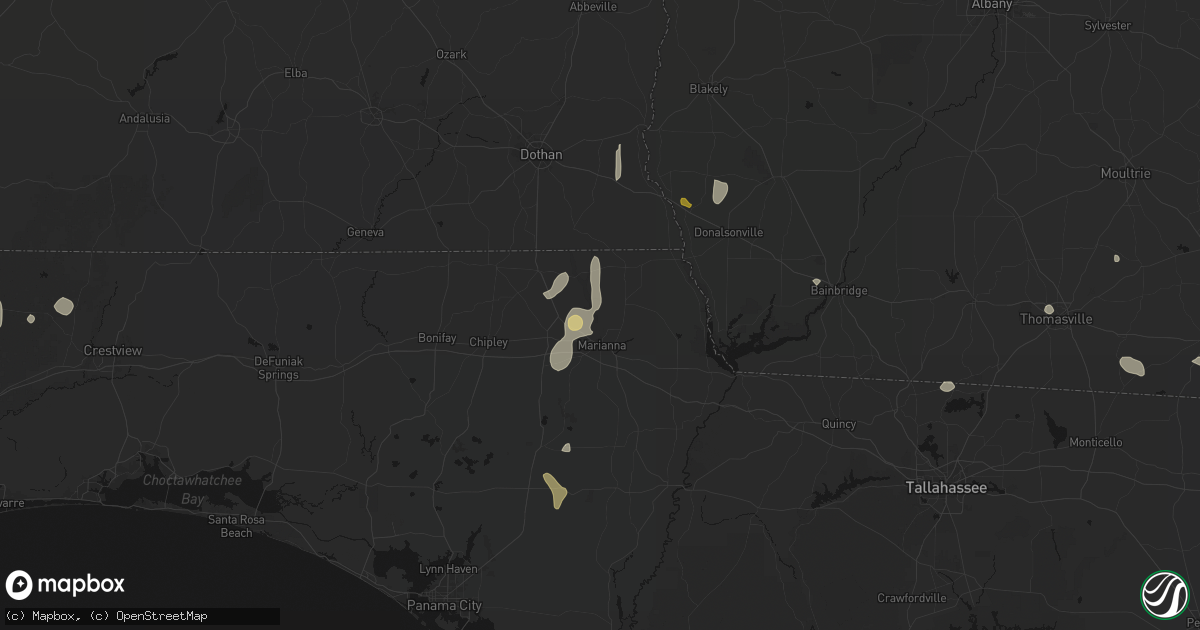 Hail map in Marianna, FL on August 19, 2026