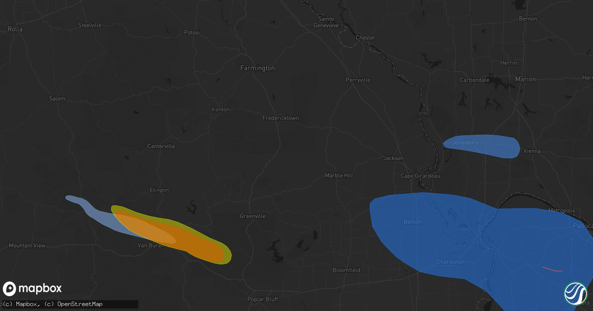 Hail map in Marquand, MO on August 19, 2026
