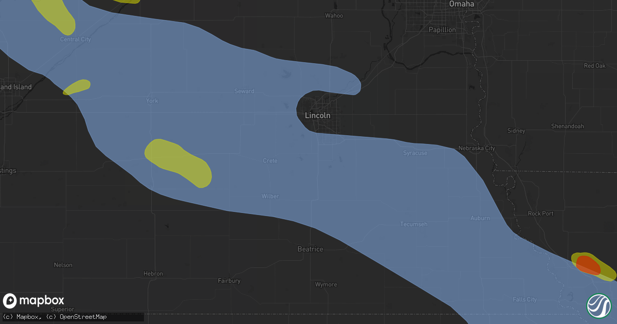 Hail map in Martell, NE on August 19, 2026
