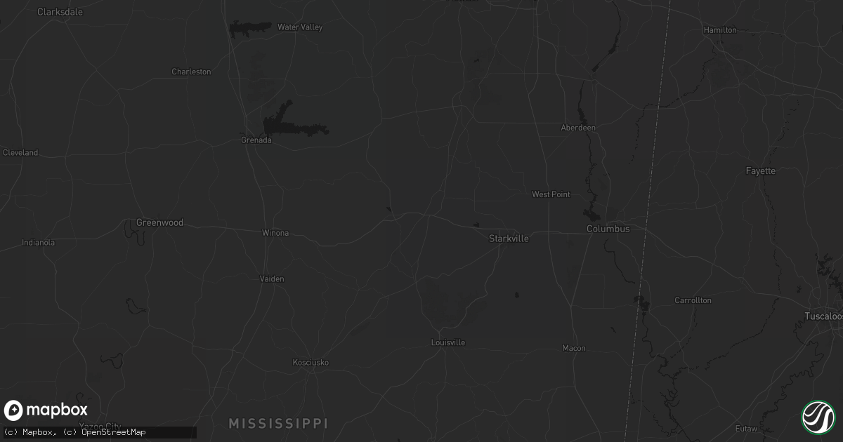 Hail map in Mathiston, MS on August 19, 2026