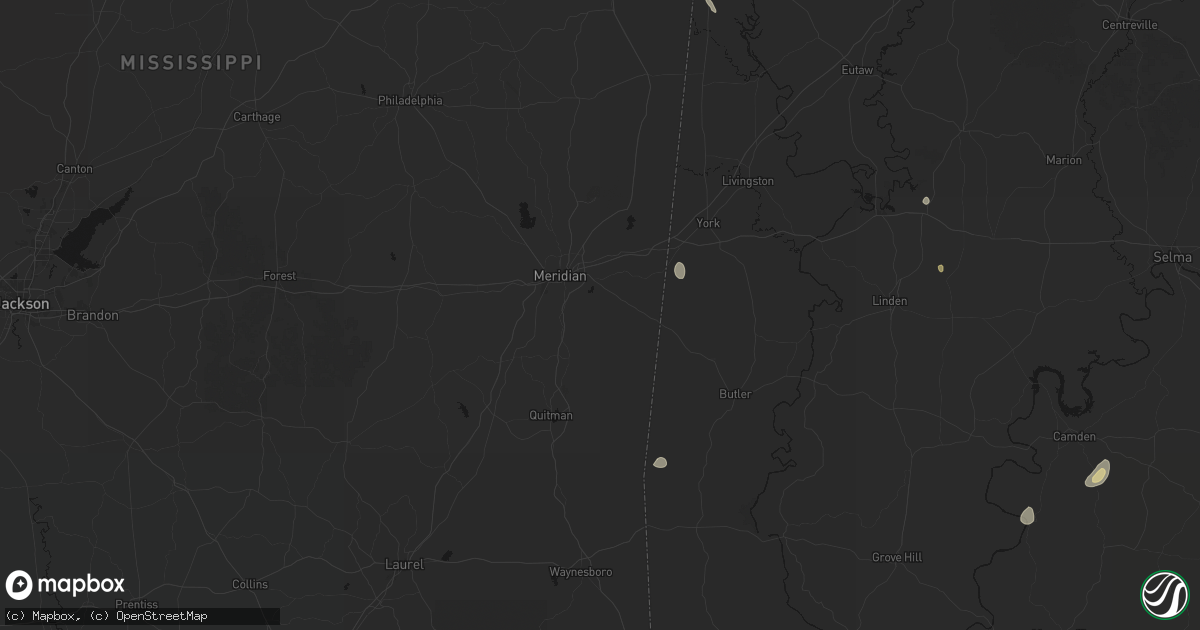 Hail map in Meridian, MS on August 19, 2026